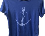 Old Navy Short Sleeve T shirt Womens Size S Blue Anchor Coastal Beach Ro... - $9.42
