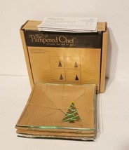 Pampered Chef Christmas Tree Holiday Appetizer Plate (S) Set Of 4 Glass 2808 Nib - £18.87 GBP