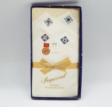 Boxed Set of 4 Fine Men&#39;s Pocket Handkerchiefs by Imperial NOS Gimbel&#39;s Store - £15.56 GBP