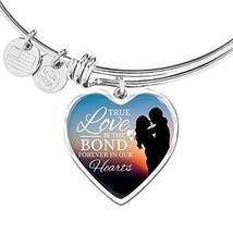 True Love is The Bond Forever in Our Hearts Heart Bangle Stainless Steel or 18k  - £26.16 GBP