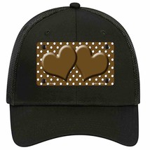 Brown White Polka Dot Center Hearts Novelty Black Mesh License Plate Hat - £23.31 GBP