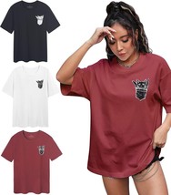 3 Piece T Shirts for Women Loose Blouse Tops Girls Short Sleeve Cotton  (Size:L) - £20.82 GBP