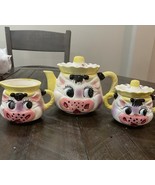 Lipper And Mann Ceramic Cow Teapot Sugar Bowl &amp; Cow Creamer Hand Painted... - $940.64 MXN