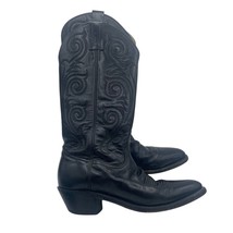 Tony Lama Pampas Vaquero VL 1972 Shiny Black Western Cowboy Boots Women 7.5 - £59.81 GBP