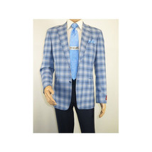 Men Sport Coat by Berlusconi Turkey Italian Wool Super 180's #671-07 Blue Plaid image 2