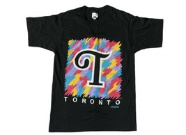 Vintage 90s Toronto Canada Single Stitch Graphic Tee T-Shirt Small Black Tourist - £15.98 GBP