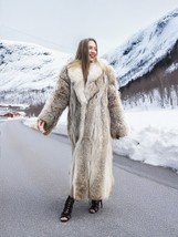 Coyote Fur Coat Coats Large Plush Shawl Notch Collar S 50&quot; Long Fast Shi... - £491.03 GBP