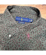 Polo Ralph Lauren L Classic Fit Green Floral Dress Shirt Maroon Pony Pre... - $433.56 MXN
