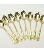 Hollyberry Oval Soup Spoons Christmas 7 1/2&quot; Gold Tone Flatware Lot of 8... - $278.05 MXN