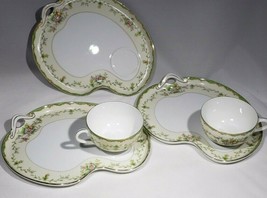 Noritake 5 Piece 3 Snack Trays 2 Cups Unknown Pattern Hand Painted VTG HTF - £19.62 GBP