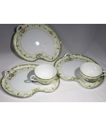 Noritake 5 Piece 3 Snack Trays 2 Cups Unknown Pattern Hand Painted VTG HTF - £20.00 GBP