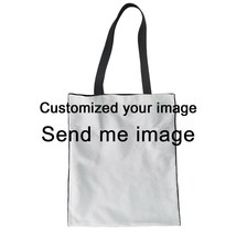 Nopersonality Cute French Bulldog Print Shopping Bag Canvas Handbag for Women Fu - £30.11 GBP