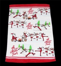 Oh What Fun Christmas Santa Reindeer Skiing Ice Skating Sitting Fire HAND Towel - £11.98 GBP