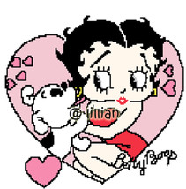 Betty Boop With Puppy Cross Stitch Pattern - $3.95