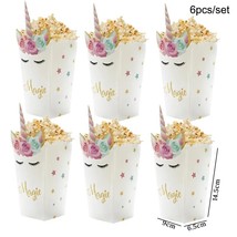  Party Supplies Paper Popcorn Box Cookie Gift Box Bag Kids  Theme Birthday Party - £111.63 GBP