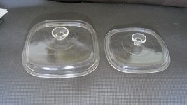 2  Pyrex Glass LIDS :A-12-C and A-9-C lids for Corning Ware Square Casse... - $35.64