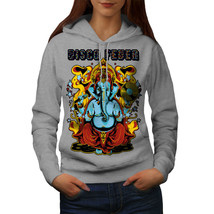 Wellcoda Disco Fever Elephant Womens Hoodie, Ganesha Casual Hooded Sweatshirt - £28.99 GBP