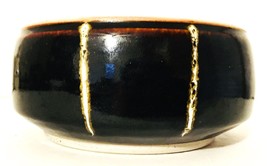 Hand Thrown Asian Style Studio Pottery Bowl Brown Tenmoku Glaze 3&quot;H 5.5&quot;W - £15.81 GBP