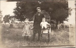 Alma Michigan RPPC Forrester Children Allen, Marion &amp; Irma in Field Postcard W1 - $19.95