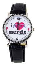 David &amp; Goliath Nero Bianco i Love Nerds Metallo Zirconi Cristallo Orolo... - $18.71