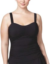 Profile by Gottex Womens Plus Size Shirred Underwire Tankini Top 22 W Black - £118.17 GBP