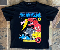 Dino Sentai T Shirt - Romwe - Black - L - Graphic Tee - T Rex, Sabertoot... - $11.75