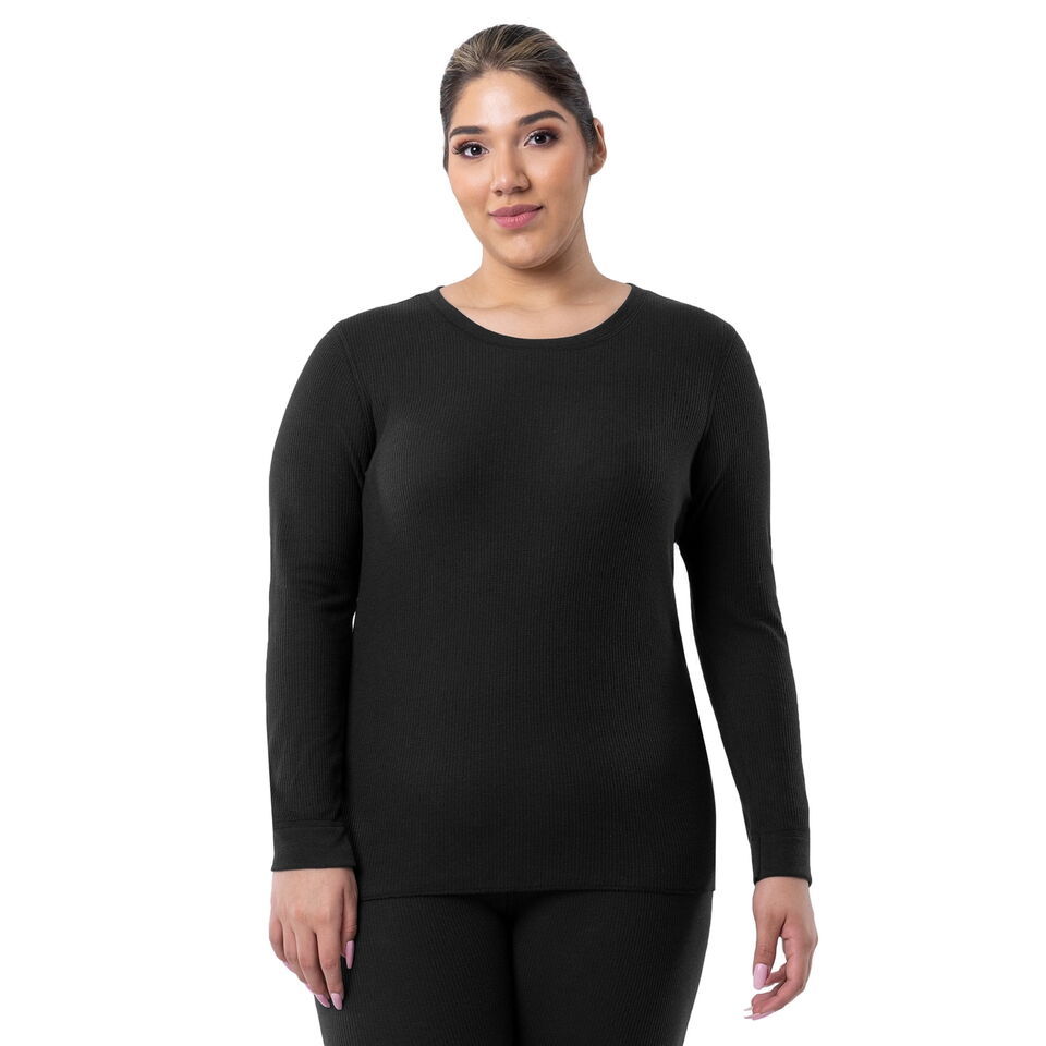 Fruit of the Loom Women&#39;s Eversoft Waffle Thermal Top, Size XS Color Black - $13.85