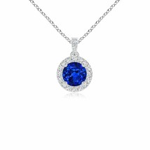 ANGARA Sapphire Dangle Pendant with Diamond in 14K Gold (Grade-AAAA, Size-4) - £682.41 GBP