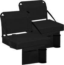 2-Pack Portable Stadium Seat with Back Support and Cup Holder - Black Co... - $154.39