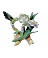 Collectible Iris With Feeding Hummingbird Hand Painted Porcelain Figurine - $30.09 CAD