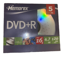New Memorex DVD+R 5PK 16x 4.7gb 120 Minutes  Unopened - $8.26