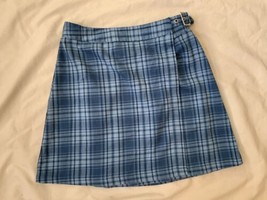 Brandy Melville Plaid Blue Emerson Skirt Buckle Size XS/S - $19.79