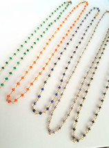 Minimalist Beaded Necklace Layering Necklace Simple Boho Necklace Tiny Beads Cho - £22.76 GBP