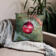 Pillow Cover Blessed Be Holiday Christmas Ornament 18 x 18, 22 x 22 Red Green - £12.31 GBP+