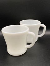 Federal Glass Coffee Cup x2 White Heatproof MilkGlass D handle shield mark VTG - £13.99 GBP