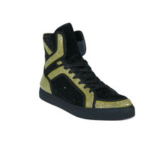 Men High Top Shoes By FIESSO AURELIO GARCIA ,Fancy Rhine stones 2402 Black Gold image 2