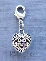 Heart Clip On Charm Pendant Lobster Clasp Fit for Link Chain C105 - £3.16 GBP