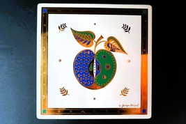 Vtg Mid-Century Modern MCM Georges Briard Forbidden Fruit Trivet Metal T... - $279.41 MXN