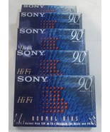 5 - SONY 90 MINUTE Cassettes  - HiFi Type 1 Normal Bias - New/Sealed - £10.26 GBP