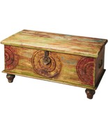 Trunk Eclectic Artifacts Distressed Acid Wash Mango Hand-Painted Hand-Ca... - £661.83 GBP