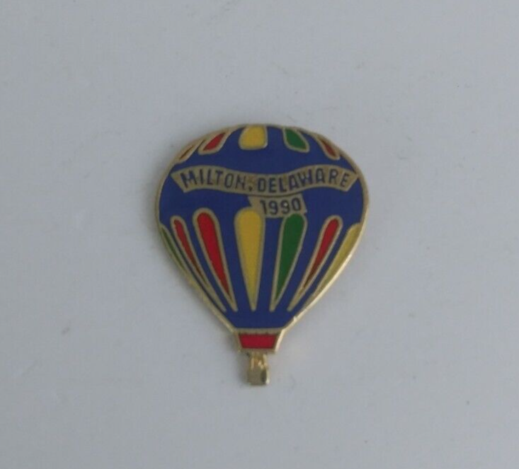 Milton Delaware 1990 Hot Air Balloon Lapel Hat Pin - $6.44