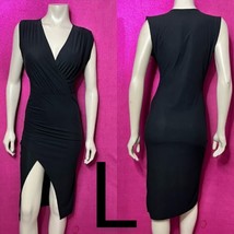 Classy Black Front Slit Dress~ Size L - £21.33 GBP