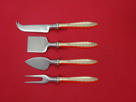 Lace Point by Lunt Sterling Silver Cheese Serving Set 4 Piece HHWS  Custom - £201.32 GBP