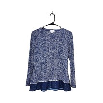 Rebecca Malone Shirt Womens Small Long Sleeve Round Neck Blue Polyester Blend - £14.08 GBP