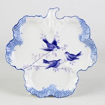 Royal Rudolstadt Blue Birds Three Leaf Clover Shape Tray, Antique Prussia 7 3/8&quot; - £31.87 GBP