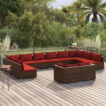  Garden Lounge Set Brown PE rattan, powder-coated steel, plastic - $2,184.89 CAD