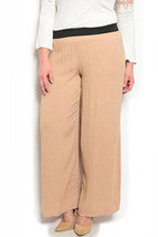 Angela Ladies Sheer Wide-Leg Crinkle Pants Mocha Size XL - £15.94 GBP