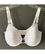 Maidenform One Fab Fit Lace Trim Underwire T-shirt Bra Navy Tri Dot 36D - $10.40