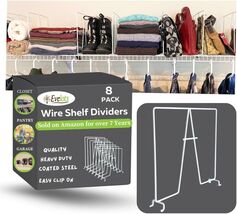 Easy Install Tall Wire Shelf Dividers - 8 Pack for Neat Closet &amp; Pantry ... - $54.40