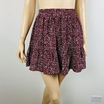 Shein Maroon Red Polka Dot Ruffled Bohemian Mini Skirt Ruffle Hem Juniors S - £13.84 GBP